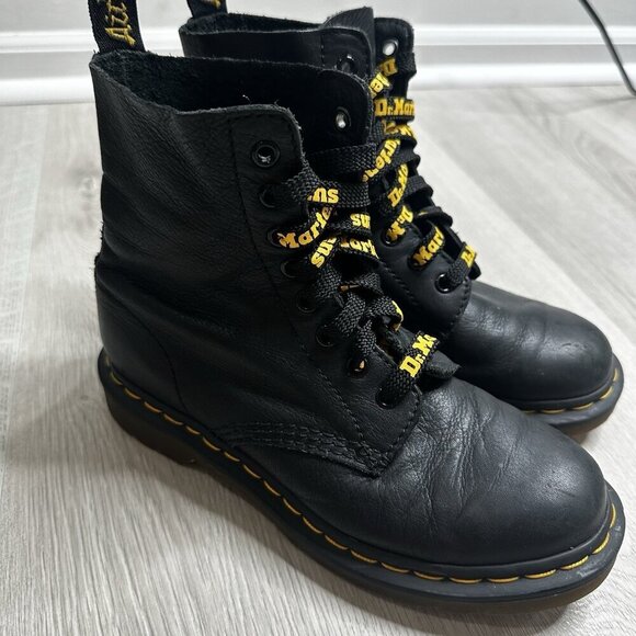 Dr. Martens 1460 Women’s Size 7 Pascal Virginia Soft Black Leather Combat Boots - Picture 4 of 12